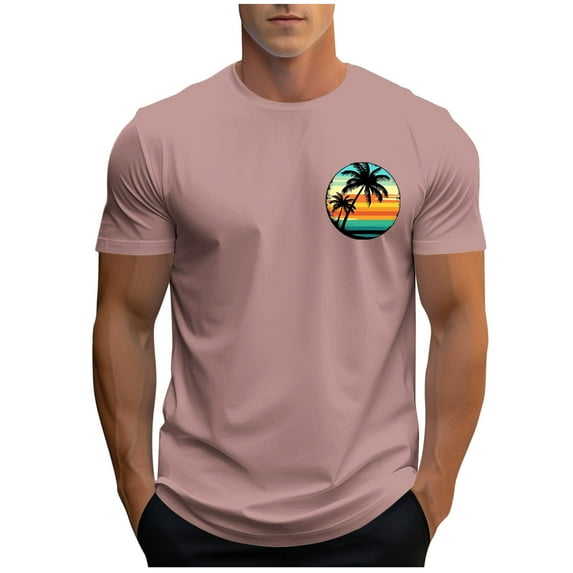 Fmbrln Graphic Tees for Men Summer Casual Crew Neck Short Sleeve Sports T-shirts Hawaiian Beach Tops