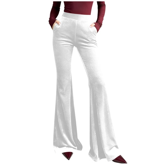 Fmbrln Leggings for Women Velvet Yoga Pants Stretchy Waist Flare Leg Pants for Workout Gym Running