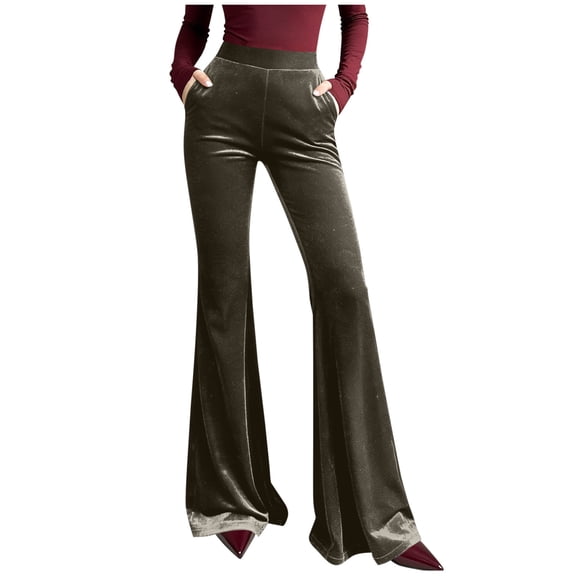 Fmbrln Leggings for Women Velvet Yoga Pants Stretchy Waist Flare Leg Pants for Workout Gym Running