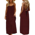 thumbnail image 1 of Fmbrln Linen Dresses for Women Summer Sleeveless Crew Neck Spaghetti Strap Long Maxi Dress Casual Loose Stripe Print Beach Vacation Camisole Backless Sundress, 1 of 8