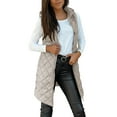 thumbnail image 1 of Fmbrln Long Puffer Vest for Women Sleeveless Lightweight Hooded Quilted Jackets Winter Warm Fashion Solid Down Coat with Pockets, 1 of 9