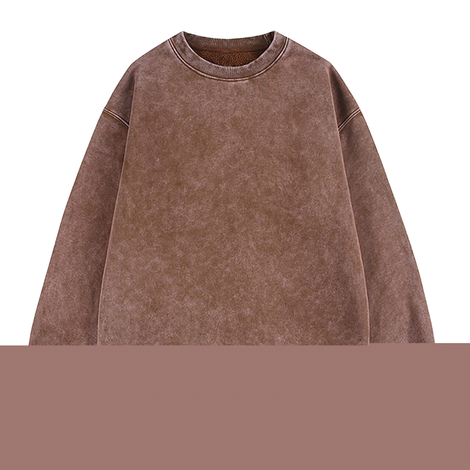 Fmbrln Men's Acid Wash Sweatshirt Crew Neck Long Sleeve T Shirts Fall Winter Fashion Solid Color Loose Pullover Tops Coffee M