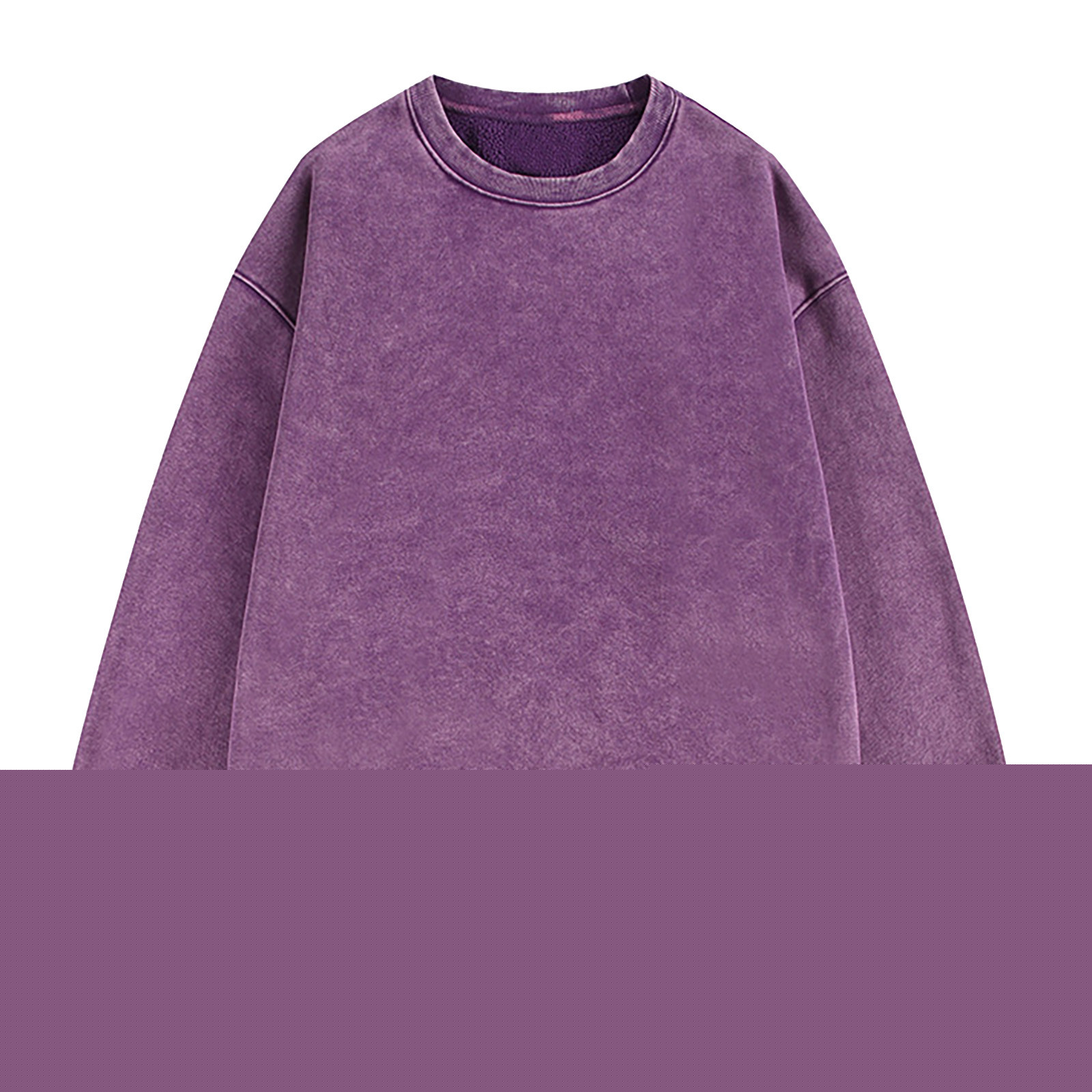 thumbnail image 1 of Fmbrln Men's Acid Wash Sweatshirt Crew Neck Long Sleeve T Shirts Fall Winter Fashion Solid Color Loose Pullover Tops Purple 3XL, 1 of 2