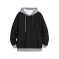 thumbnail image 1 of Fmbrln Men's Color Blocked Hoodie Fall Winter Casual Fashion Hooded Sweatshirt Long Sleeve Drawstring Pullover Tops Black L, 1 of 3
