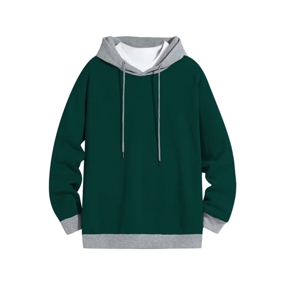 Fmbrln Men's Color Blocked Hoodie Fall Winter Casual Fashion Hooded Sweatshirt Long Sleeve Drawstring Pullover Tops Green M