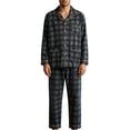 thumbnail image 1 of Fmbrln Men's Cotton Pajama Sets Plaid Print Button Down Long Sleeve Tops and Long Pants Set Fall Winter Fashion Comfy Sleepwear 2 Piece Sets Black L, 1 of 4