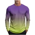 thumbnail image 1 of Fmbrln Men's Crew Neck Shirts Gradient Color Long Sleeve T Shirts Fall Casual Fashion Pullover Tops Yellow L, 1 of 5