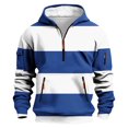 thumbnail image 1 of Fmbrln Men's Fashion Striped Hoodie Fall Winter Long Sleeve Half Zip Hooded Sweatshirt Pullover Tops with Pockets Blue 3XL, 1 of 4