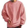 thumbnail image 1 of Fmbrln Men's Fleece Crew Neck Sweatshirt Long Sleeve Solid Color Shirts Fall Winter Casual Fashion Warm Pullover Tops Pink S, 1 of 4