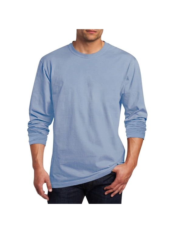 Men's Long Sleeve T Shirts Crew Neck Solid Color Fall Loose Pullover Tops Fashion Casual Shirts Blue M