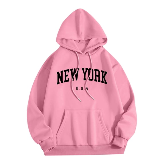 Fmbrln Men's Print Hoodie Fall Winter Long Sleeve Drawstring Hooded Sweatshirt Loose Casual Pullover Tops with Pocket Pink L