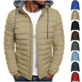 thumbnail image 1 of Fmbrln Men's Solid Color Hooded Puffer Padded Jacket Zip Up Warm Winter Cotton Coat Casual Lightweight Insulated Outerwear with Pockets, 1 of 6