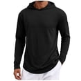 thumbnail image 1 of Fmbrln Men's Solid Color Hoodie Long Sleeve Quick Dry Athletic Hooded Sweatshirt Casual Loose Pullover Tops Black S, 1 of 5