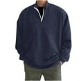 thumbnail image 1 of Fmbrln Mens 1/4 Zip Up Long Sleeve Sweatshirts Fall Fashion Casual Crew Neck Solid Color Pullover Tops Loose Comfy Shirts Navy XL, 1 of 5