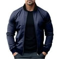 thumbnail image 1 of Fmbrln Mens Casual Lightweight Jackets Coat Full Zip Up Long Sleeve Stand Up Collar Cropped Jackets Fall Fashion Outwear with Pockets Navy XL, 1 of 5
