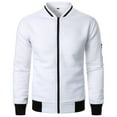 thumbnail image 1 of Fmbrln Mens Casual Solid Sweatshirts Jackets Long Sleeve Stand Up Cpllar Full Zip Up Sweatshirts Coat Fall Fashion Outwear White 3XL, 1 of 5