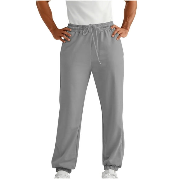 Fmbrln Mens Casual Sweatpants Drawstring Elastic Waist Joggers Pants Lightweight Comfy Running Athletic Pants with Pockets Gray XL
