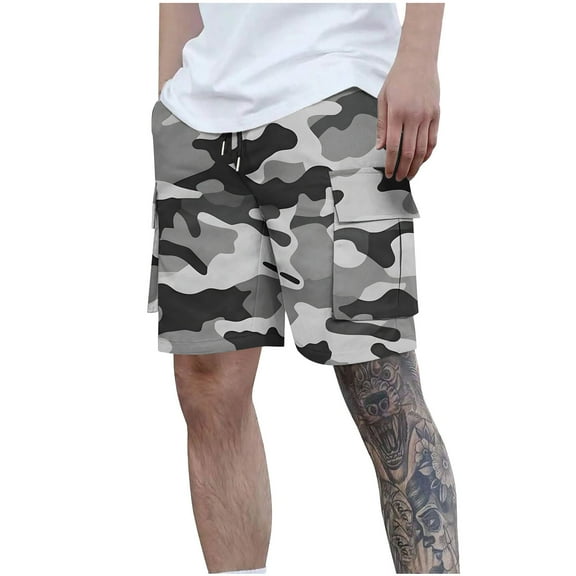 Fmbrln Mens Classic Camouflage Cargo Shorts Summer Casual Loose Outdoor Multi-Pocket Shorts S-3XL