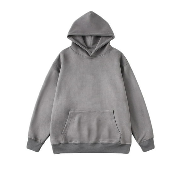 Fmbrln Mens Cotton Long Sleeve Hoodies Fashion Casual Solid Color Hooded Sweatshirts Loose Comfy Pullover Tops with Pockets Gray M