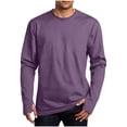 thumbnail image 1 of Fmbrln Mens Crew Neck T Shirts Open Finger Long Sleeve Fall Winter Shirts Solid Color Casual Fashion Pullover Tops Purple L, 1 of 5