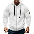 thumbnail image 1 of Fmbrln Mens Full Zip Up Hoodies Casual Long Sleeve Solid Color Hooded Sweatshirts Fall Winter Trendy Athletic Coat White 2XL, 1 of 4