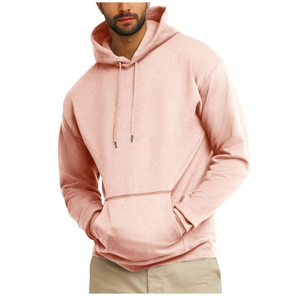 Fmbrln Mens Hoodies Casual Long Sleeve Hooded Sweatshirt Solid Color Loose Pullover Tops with Pockets