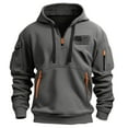 thumbnail image 1 of Fmbrln Mens Hoodies Fall Casual Long Sleeve Quarter-Zip Multi-Pocket Hooded Sweatshirts Fashion Flag Print Pullover Tops, 1 of 4