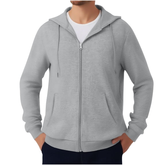 Fmbrln Mens Hoodies Full Zip Up Long Sleeve Hooded Sweatshirts Casual Loose Solid Sweatshirts Coat with Pockets Fall Fashion Athletic Outwear Gray 3XL