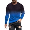 thumbnail image 1 of Fmbrln Mens Long Sleeve Shirts Gradient Color Crew Neck Pullover Tops Fall Winter Casual T shirts Blue L, 1 of 5