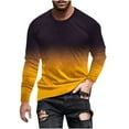 thumbnail image 1 of Fmbrln Mens Long Sleeve Shirts Gradient Color Crew Neck Pullover Tops Fall Winter Casual T shirts Yellow 2XL, 1 of 5