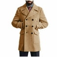 thumbnail image 1 of Fmbrln Mens Pea Coat Double Breasted Notched Collar Trench Coats Casual Dressy Coat Soft Warm Overcoat Fall Winter Fashion Pea Coat Khaki XS, 1 of 5