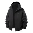 thumbnail image 1 of Fmbrln Mens Plus Size Casual Solid Jackets Waterproof Windproof Jackets with Removable Hood Lounge Outdoor Hiking Windbreaker Jackets with Zipper Pockets Black 3XL, 1 of 4