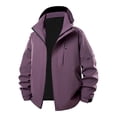 thumbnail image 1 of Fmbrln Mens Plus Size Casual Solid Jackets Waterproof Windproof Jackets with Removable Hood Lounge Outdoor Hiking Windbreaker Jackets with Zipper Pockets Purple 2XL, 1 of 4