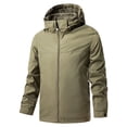 thumbnail image 1 of Fmbrln Mens Plus Size Solid Waterproof Windproof Jacket Casual Long Sleeve Full Zip Up Hooded Rain Jacket Outdoor Hiking Windbreaker Jacket Khaki 4XL, 1 of 4