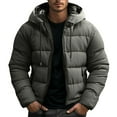 thumbnail image 1 of Fmbrln Mens Puffer Jackets Full Zip Up Long Sleeve Down Coat Winter Fashion Solid Hooded Quilted Jackets with Zipper Pockets, 1 of 7