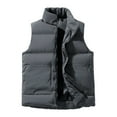 thumbnail image 1 of Fmbrln Mens Puffer Vest Button Zipper Stand Collar Sleeveless Quilted Jackets Fall Winter Thickened Warm Coat with Pockets, 1 of 5