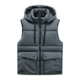 thumbnail image 1 of Fmbrln Mens Puffer Vest with Removable Hood Full Zip Up Stand Collar Sleeveless Quilted Jackets Fall Winter Padded Warm Coat with Pockets, 1 of 3
