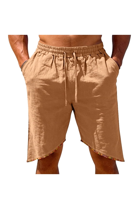 Mens Summer Shorts Drawstring Waisted Solid Color Workout Shorts Linen Gym Sport Running Athletic Shorts