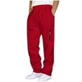 thumbnail image 1 of Fmbrln Mens Sweatpants with Zipper Pockets, Drawstring Elastic Waist Baggy Athletic Joggers Pants Fashion Casual Solid Wide Leg Sweatpants, 1 of 7