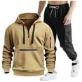thumbnail image 1 of Fmbrln Mens Sweatsuits 2 Piece Sets Quarter Zip Up Long Sleeve Hoodies and Drawstring Elastic Waist Multipockets Cargo Sweatpants Fall Winter Fashion Athletic Outfits Sets, 1 of 4