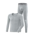 thumbnail image 1 of Fmbrln Mens Thermal Underwear 2 Piece Sets Fleece Lined Long Sleeve Tops and Long Pants Soft Warm Base Layer Fall Winter Warm Sets With Printed Elastic Waistband Gray 3XL, 1 of 5
