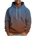 thumbnail image 1 of Fmbrln Mens Trendy Gradient Print Hoodies Fall Winter Warm Fleece Long Sleeve Hooded Sweatshirts Loose Comfy Pullover Tops with Pockets Khaki 4XL, 1 of 5