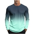 thumbnail image 1 of Fmbrln Mens Trendy Gradient Print Shirts Fall Fashion Casual Long Sleeve Crew Neck Pullover Tops Comfy Breathable Workout Athletic Shirts Mint Green XL, 1 of 5