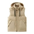 thumbnail image 1 of Fmbrln Mens Trendy Puffer Vest with Removable Hood Button Zipper Stand Collar Sleeveless Quilted Jackets Fall Winter Padded Warm Coat with Pockets, 1 of 5