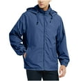 thumbnail image 1 of Fmbrln Mens Waterproof Windproof Jacket Casual Long Sleeve Full Zip Up Hooded Rain Jacket Outdoor Hiking Windbreaker Jacket Dark Blue 2XL, 1 of 4