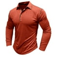 thumbnail image 1 of Fmbrln Mens Workout Shirts Fashion Casual Turndown Collar Button Long Sleeve Solid Color Tops Gym Athletic Shirts Red S, 1 of 5
