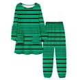 thumbnail image 1 of Fmbrln Pajamas for Women Sets Fall Winter Fleece Warm Home Sleepwear Sets Fashion Stripe Print Long Sleeve Crew Neck Shirts Tops and Elastic Waist Pajamas Pants Sets, 1 of 5