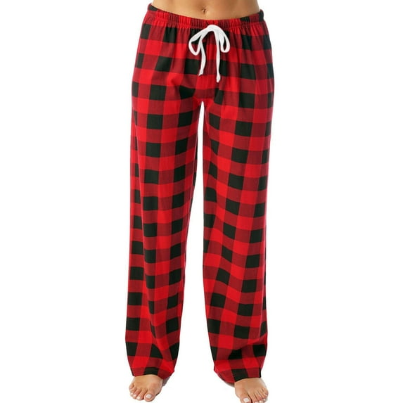 Fmbrln Plus Size Womens Plaid Pajamas Pants Drawstring Elastic Waist Wide Leg Pajamas Pants Fall Winter Warm Soft Comfy Home Sleepwear Pants