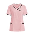 thumbnail image 1 of Fmbrln Scrubs Tops for Women Wrap V Neck Short Sleeve Nursing Scrubs with Pockets Clinic Carer Work Uniforms, 1 of 9