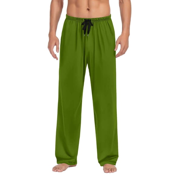 Fmbrln Solid Pajamas Pants for Men Drawstring Elastic Waist Wide Leg Pajamas Pants Fall Winter Soft Comfy Home Pajamas Pants Lounge Trousers with Pockets